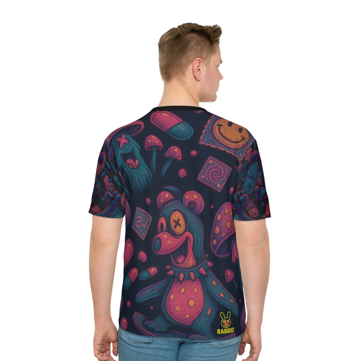 Psychedelic Graphic Loose T-Shirt for Men - Vibrant Cartoon Design