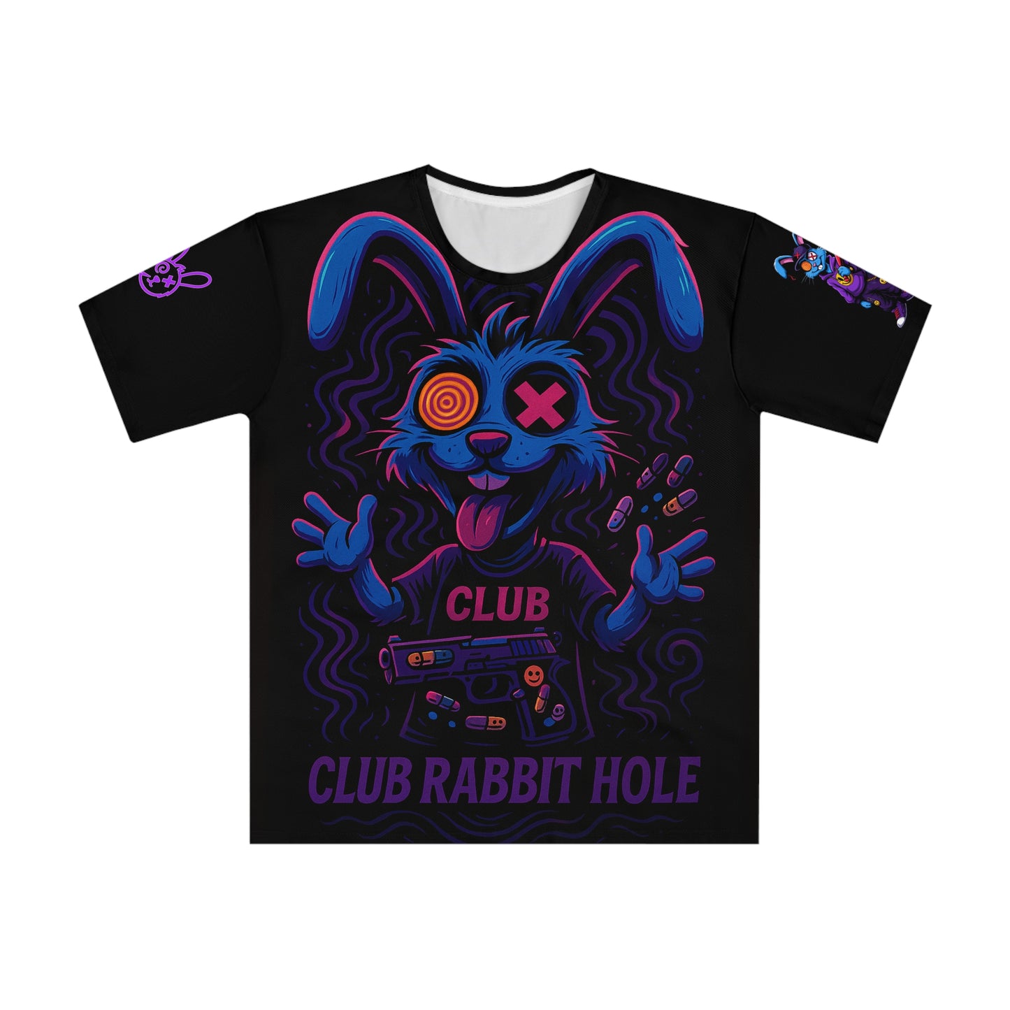 Club Rabbit Hole Graphic Tee, Trendy Streetwear T-Shirt, Gift for Gamers, Casual Wear for Parties, Unique Rabbit Design Shirt