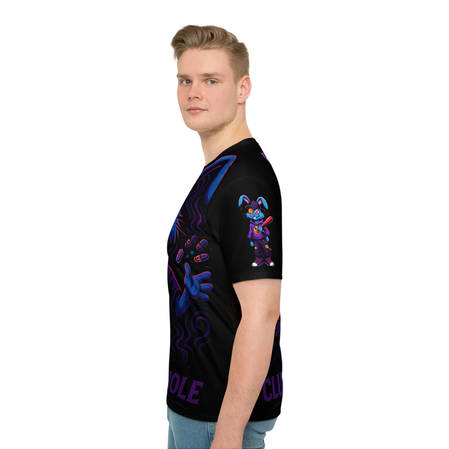 Club Rabbit Hole Graphic Tee, Trendy Streetwear T-Shirt, Gift for Gamers, Casual Wear for Parties, Unique Rabbit Design Shirt