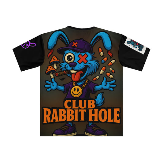 Men's Graphic Tee, Fun Club Rabbit Hole Shirt, Casual T-shirt for Parties, Gift for Gamers, Streetwear Style, Unique Summer Apparel