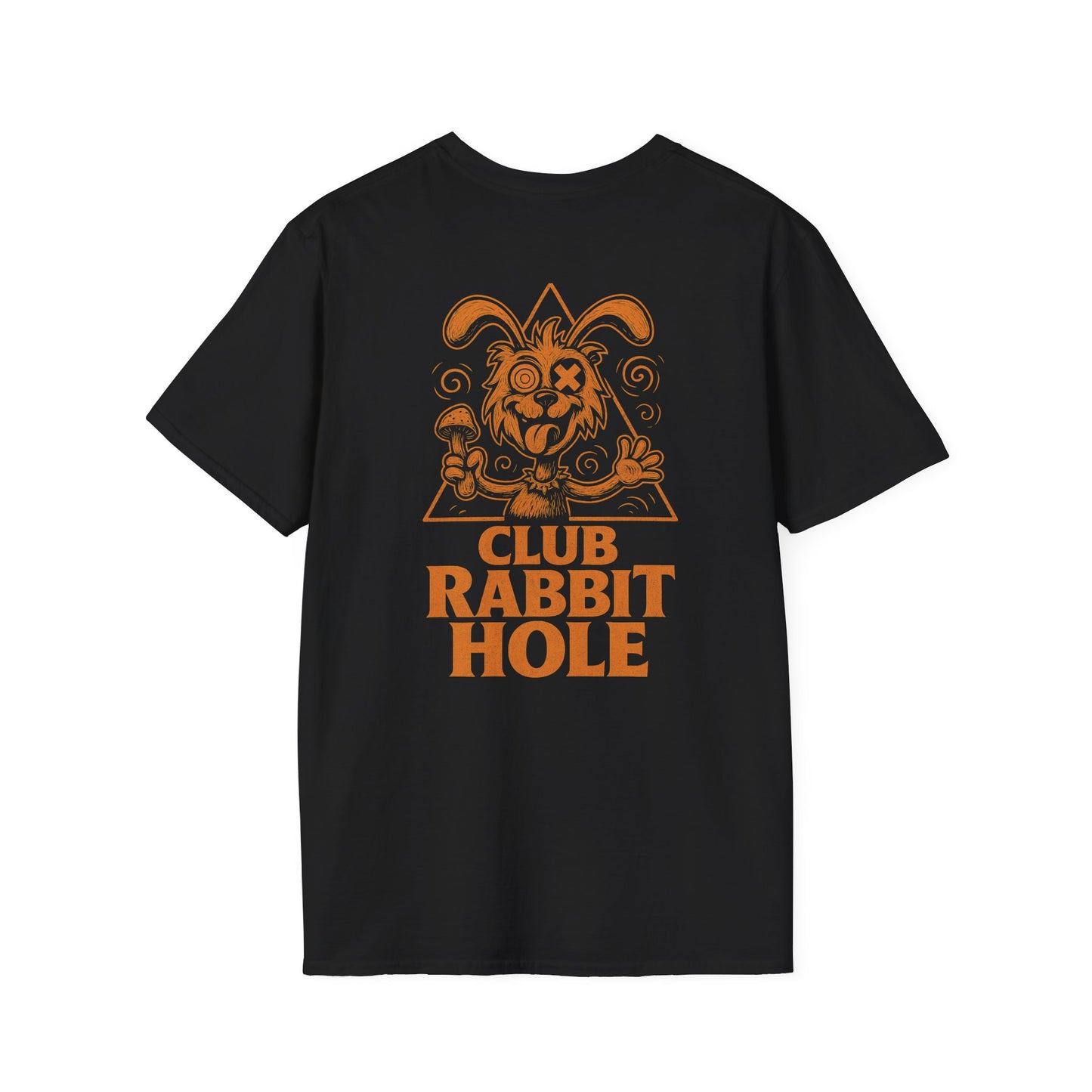 Club Rabbit Hole Unisex Softstyle T-Shirt - Fun Graphic Tee for Adventure Seekers