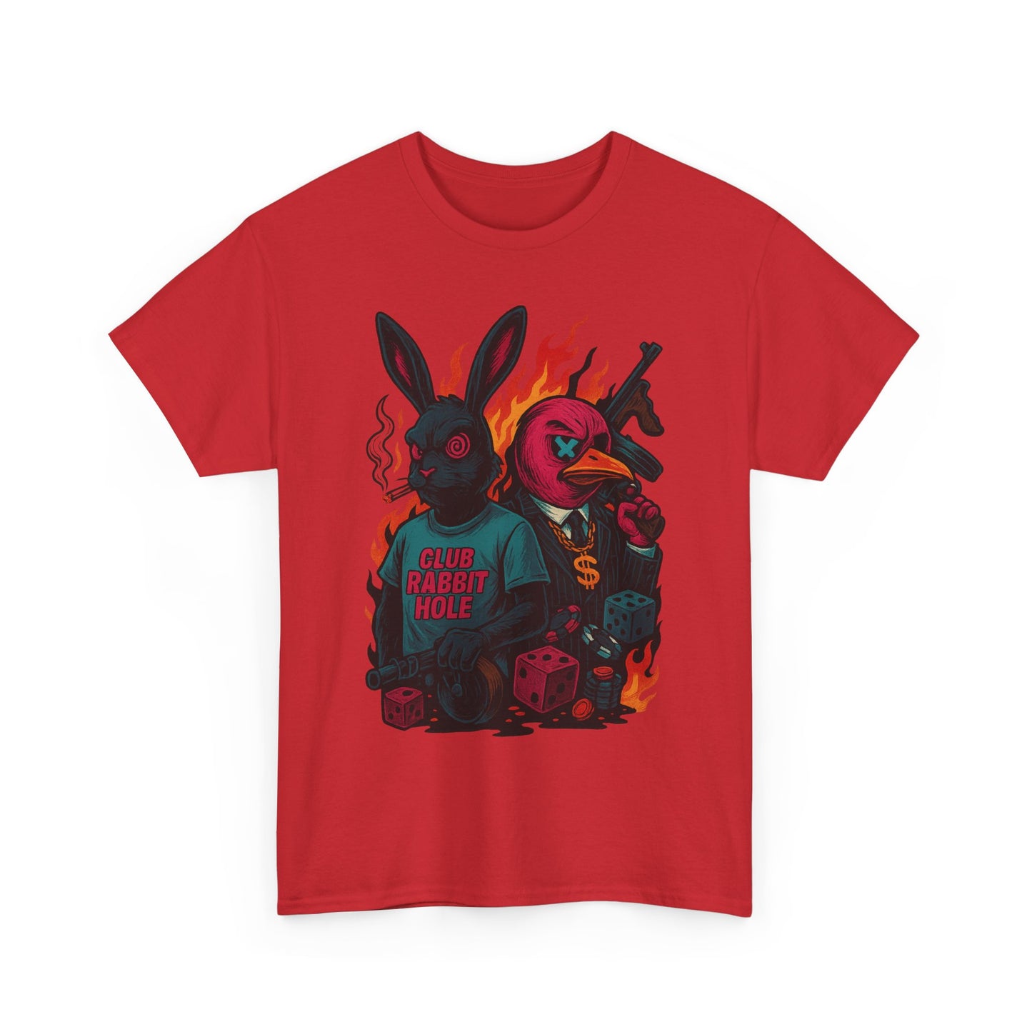 Club Rabbit Hole Unisex Heavy Cotton Tee - Edgy Graphic T-Shirt for Unique Style