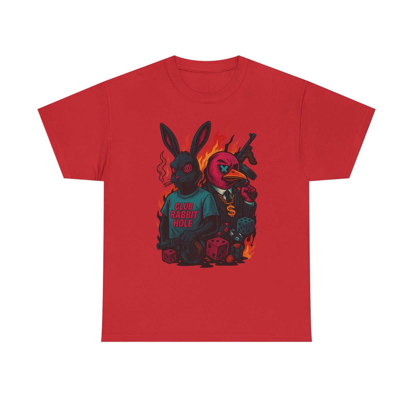 Club Rabbit Hole Unisex Heavy Cotton Tee - Edgy Graphic T-Shirt for Unique Style