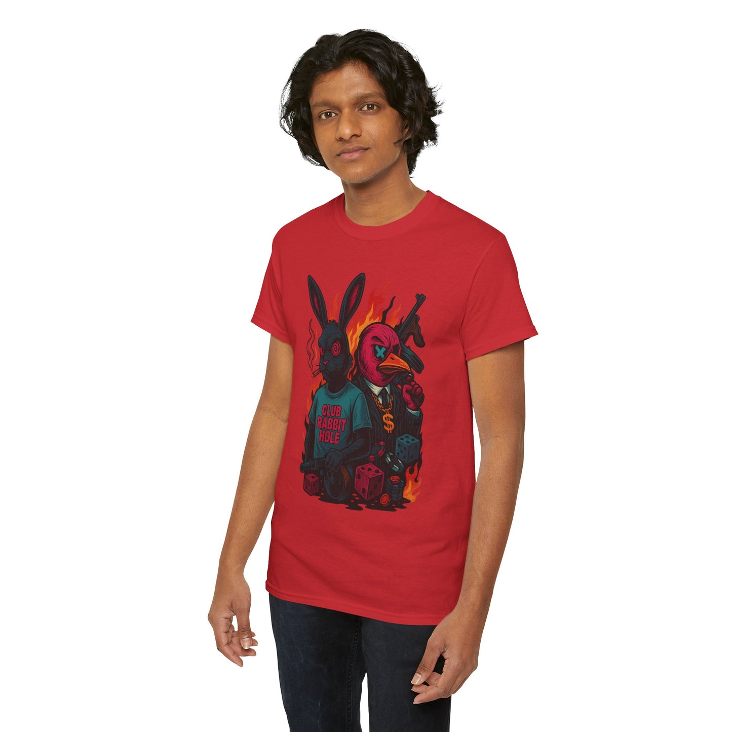 Club Rabbit Hole Unisex Heavy Cotton Tee - Edgy Graphic T-Shirt for Unique Style