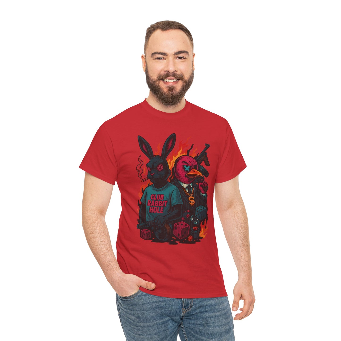 Club Rabbit Hole Unisex Heavy Cotton Tee - Edgy Graphic T-Shirt for Unique Style