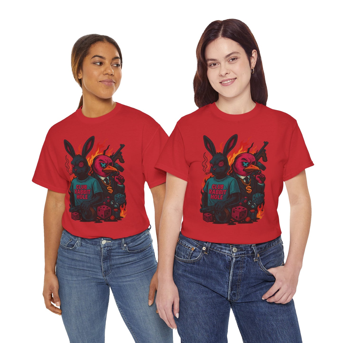 Club Rabbit Hole Unisex Heavy Cotton Tee - Edgy Graphic T-Shirt for Unique Style