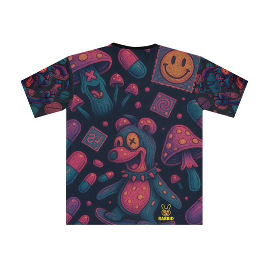 Psychedelic Graphic Loose T-Shirt for Men - Vibrant Cartoon Design