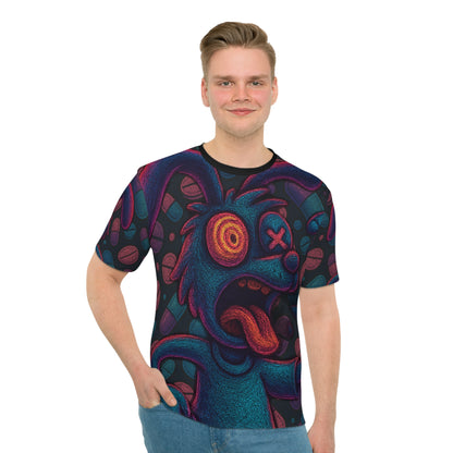 Psychedelic Graphic Loose T-Shirt for Men - Vibrant Cartoon Design