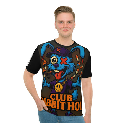 Men's Graphic Tee, Fun Club Rabbit Hole Shirt, Casual T-shirt for Parties, Gift for Gamers, Streetwear Style, Unique Summer Apparel